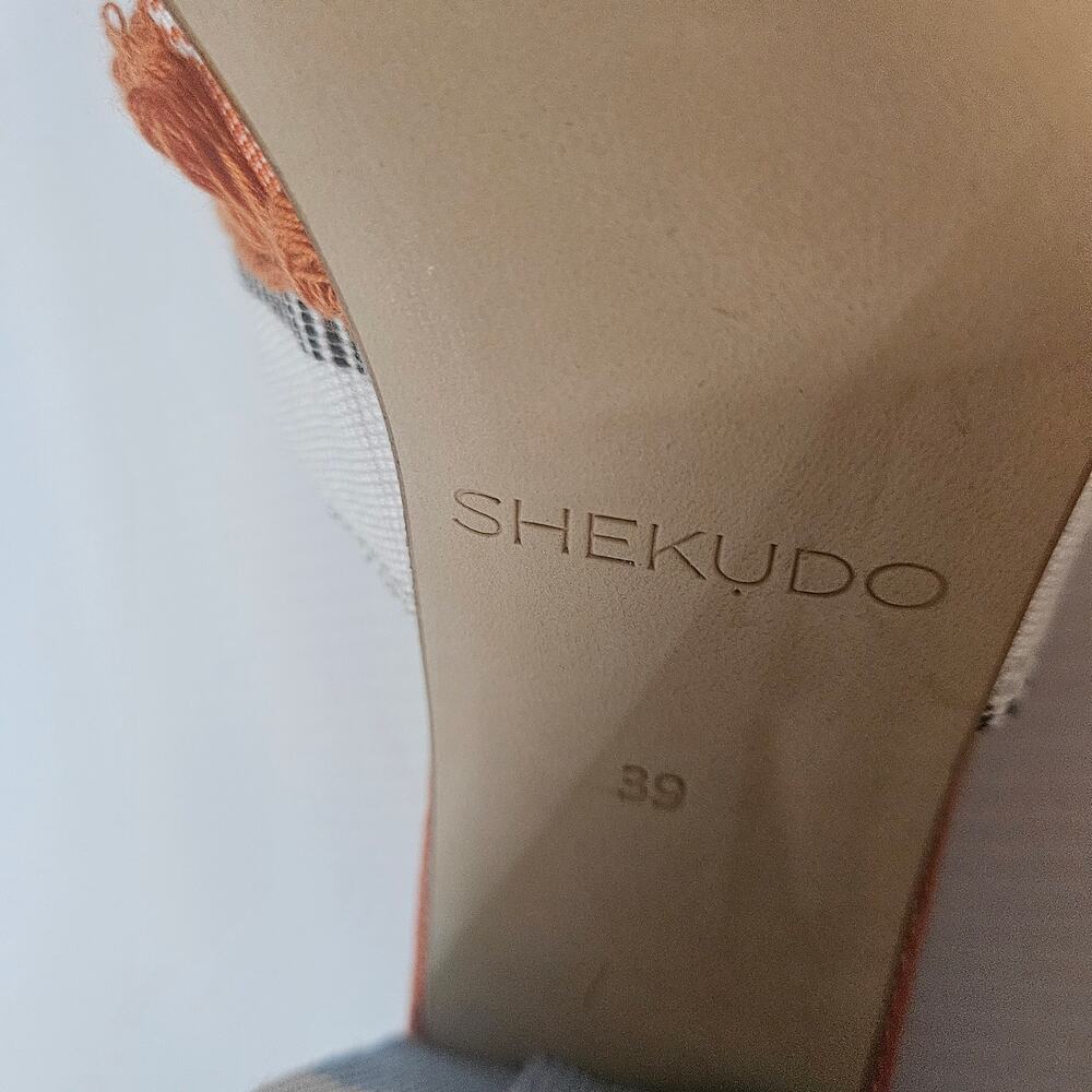 Shekudo Ilamoye Woven Fringe Block Heel Mules 9 / 39 - EUC, Color Weave 2 - Picture 11 of 11